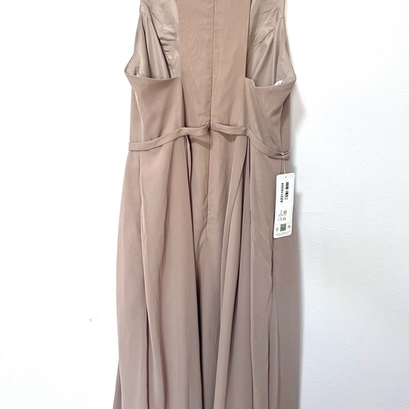 NEW Azazie Mimi Taupe  Maxi Dress with V-neck Sleeveless A10 - Picture 7 of 12